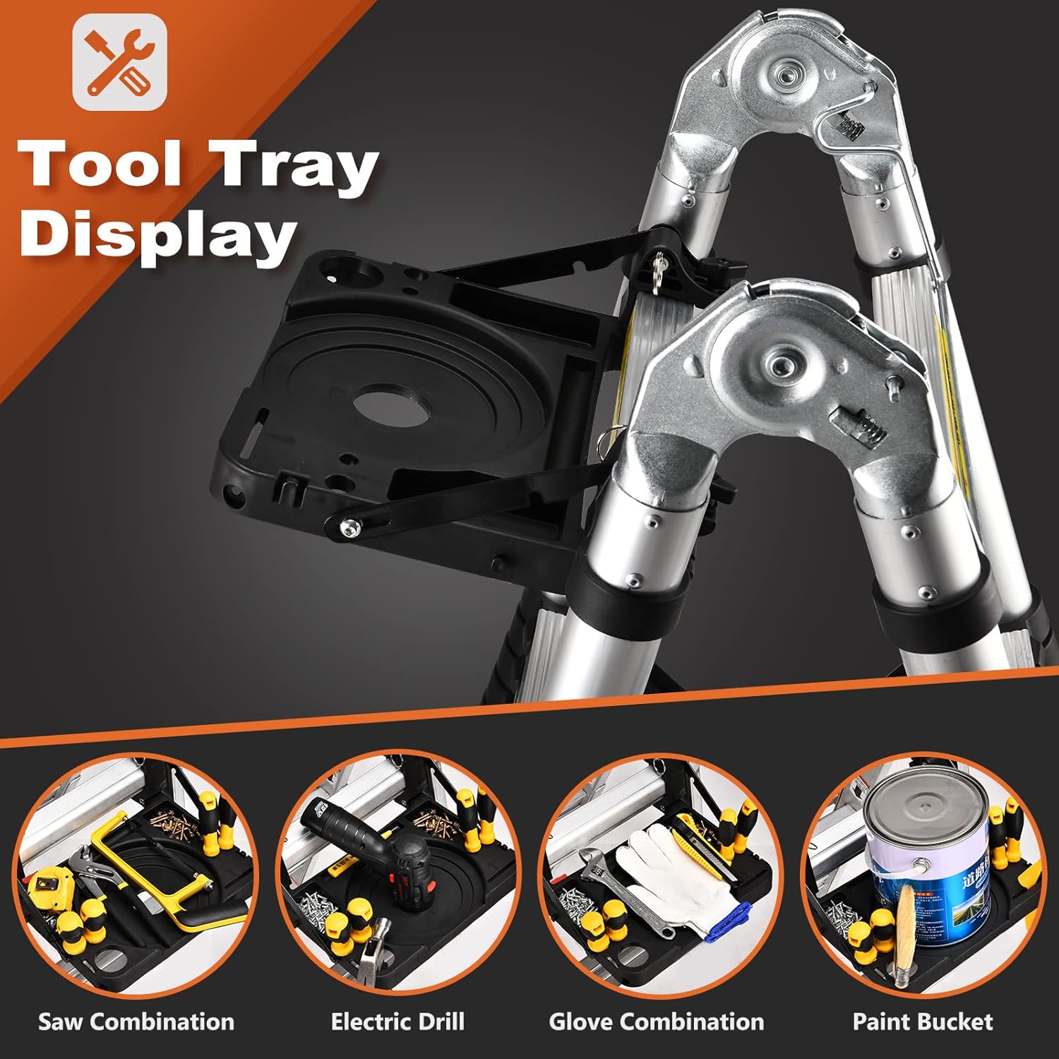 Telescoping Ladder, SocTone 12.5 FT Aluminum Lightweight Extension Ladder with 2 Triangle Stabilizers, Heavy Duty 330lbs Max Capacity, Multi-Purpose Collapsible Ladder for RV or Outdoor Work